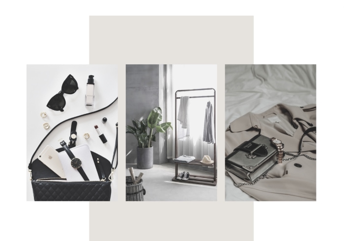 Markenkleidung Inspiration für Frauen anhand von Moodboard dargestellt