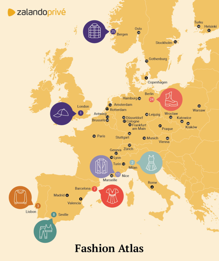 L-atlante della moda europea mappa