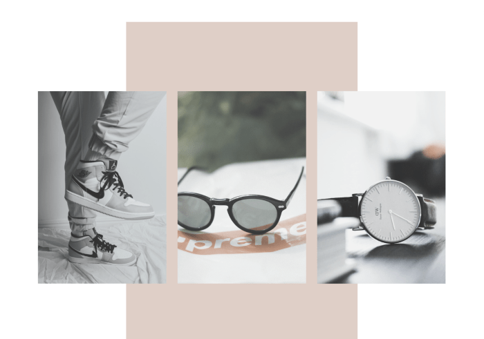Markenkleidung Inspiration für Männer anhand von Moodboard dargestellt