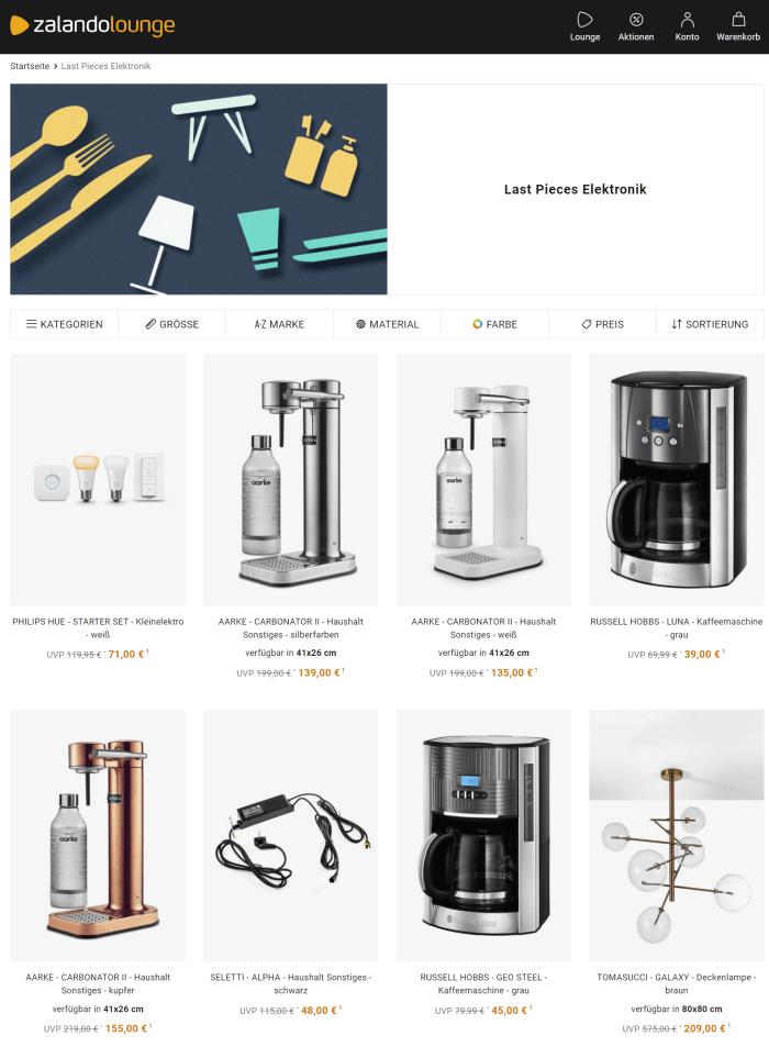 elektrograete guenstig zalando lounge