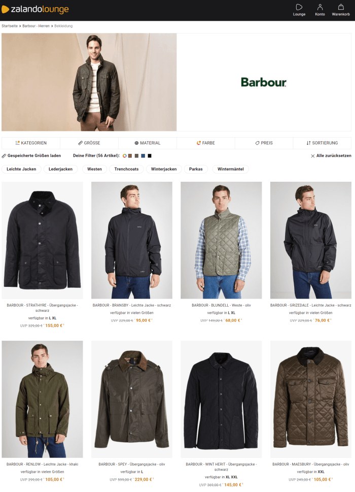 barbour winterjacke sale