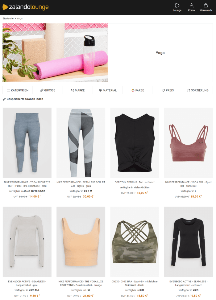 yoga sale zalano lounge