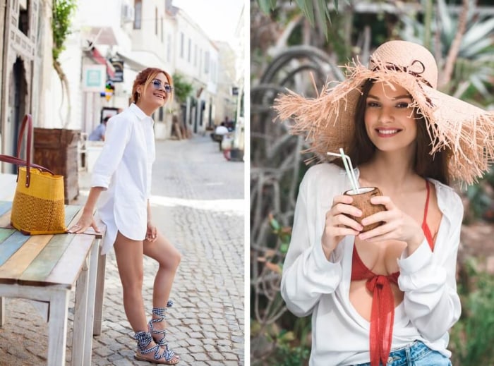Strandoutfit weißes Hemd