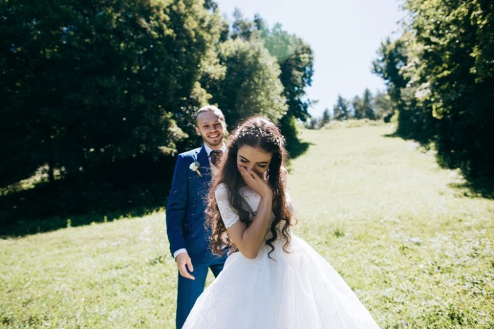 Happy sensual Bride and groom at wedding Day