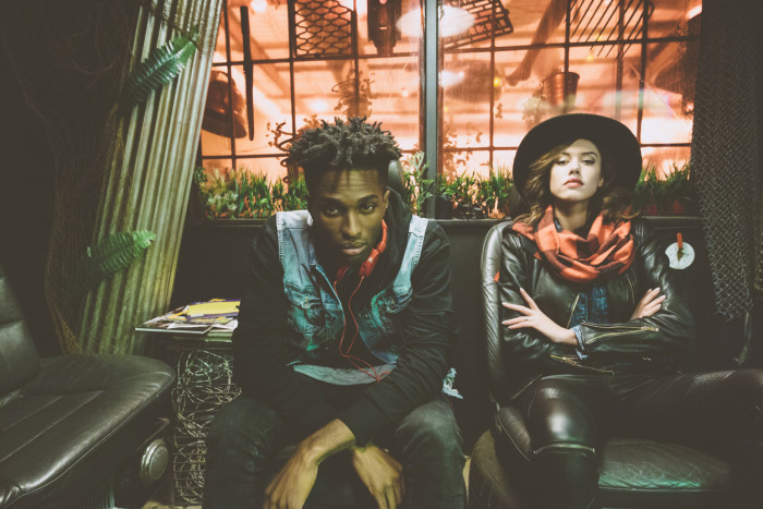 Fashion portrait of afro american guy and beautiful woman