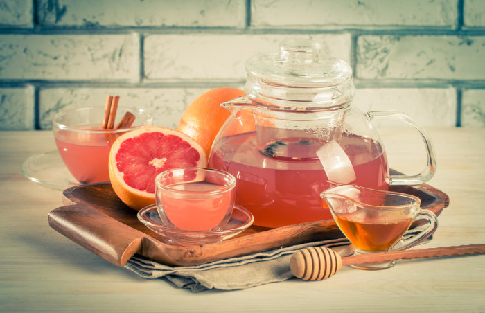 Grapefruit herbal tea with ginger and honey