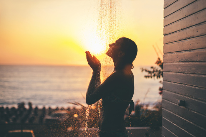 Shower at sunset