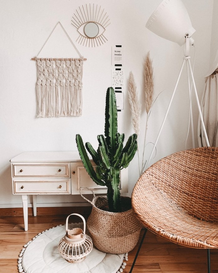 Siege rotin salon scandinave