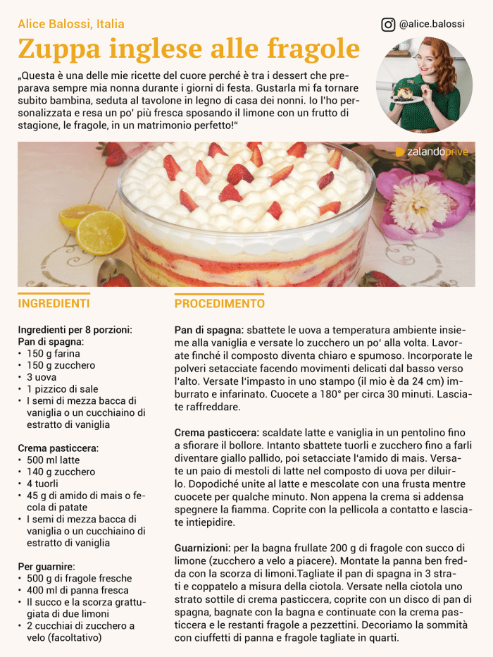 Zuppa Inglese alle Fragole Alice Balossi