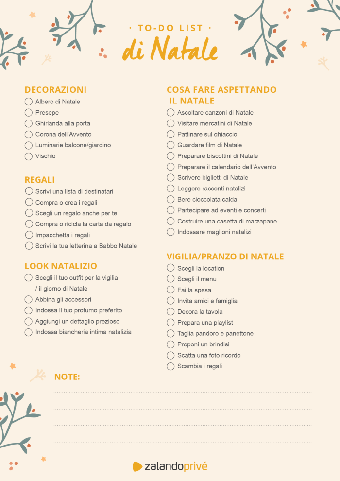 To do List Natale scaricabile Zalando Privé
