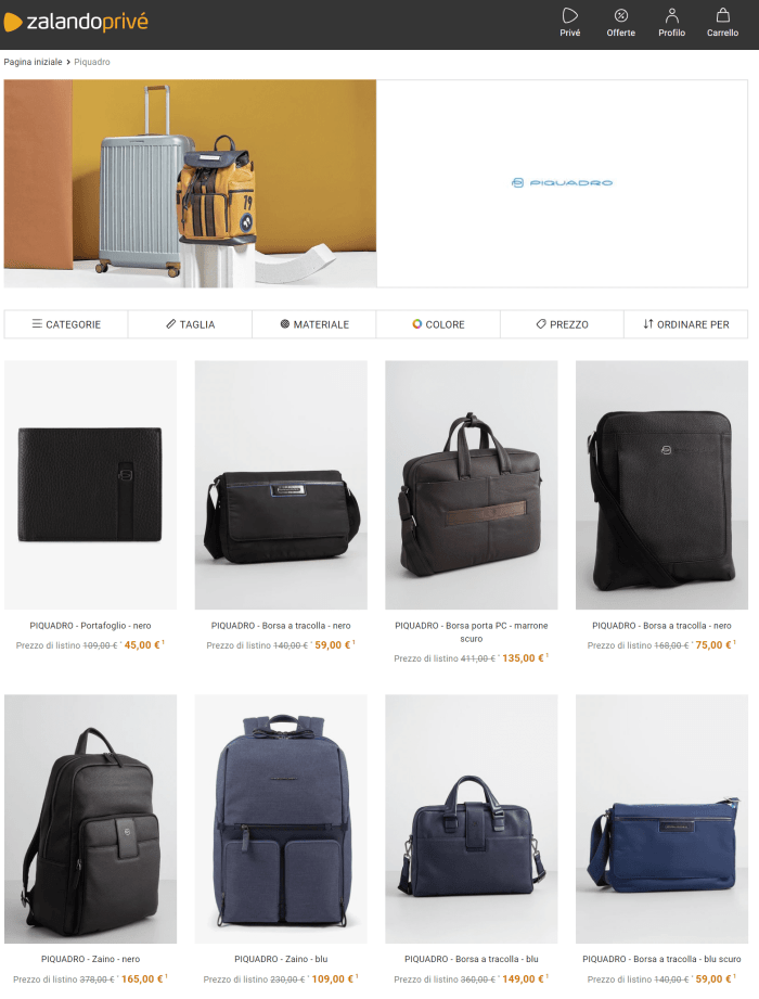 borse pquadro scontate zalando privé