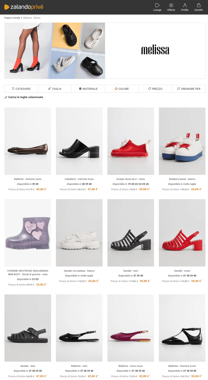 melissa outlet zalando privé