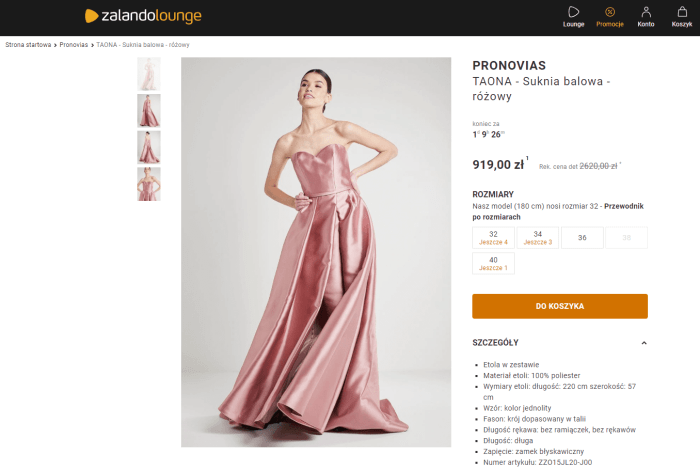 Różowa suknia Pronovias