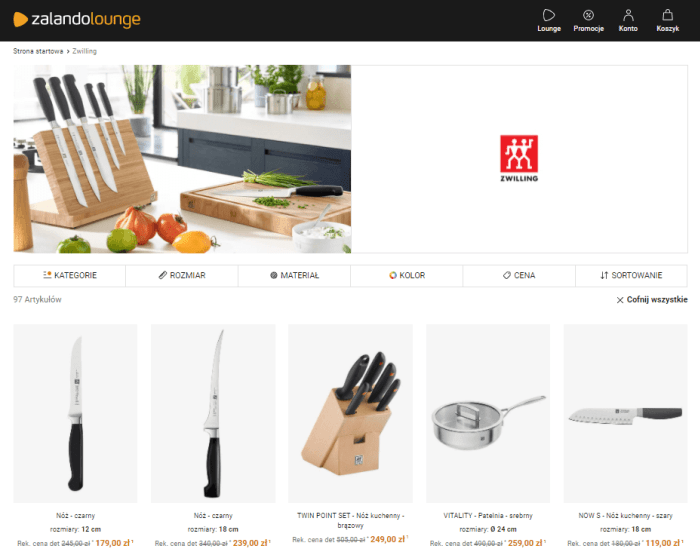 Wyprzedaż marki Zwilling w Zalando Lounge